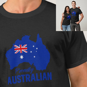 Camiseta Blue Proudidamente Australiano, Mapa Bandeira da A