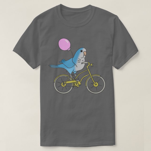 Camiseta Blue Quaker andando de bicicleta Funny Parrot dono (Frente do Design)