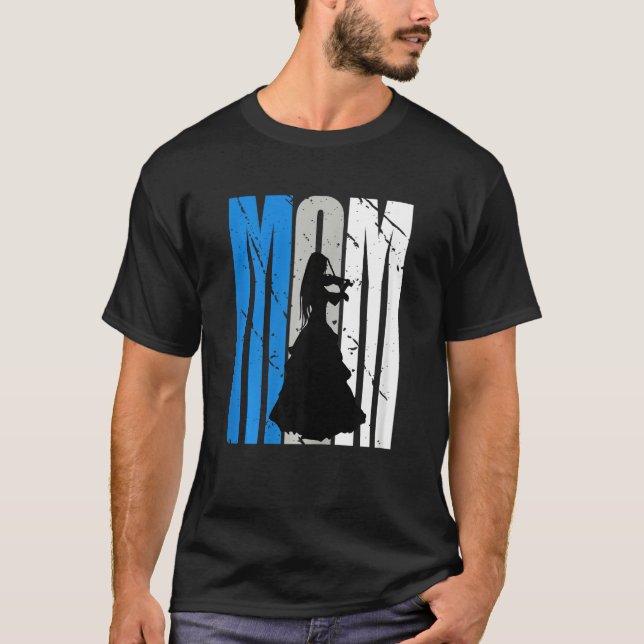 Camiseta Blue Retro Violin Mom Violinist Moms Plays In Orch (Frente)