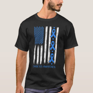 Camiseta Blue Ribbon American Flag Diabetes Wa