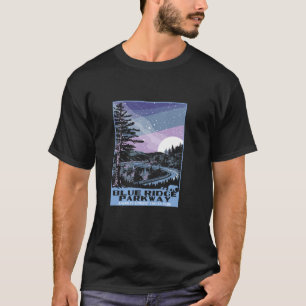 Camiseta Blue Ridge Parkway à Noite Estilo WPA Vintage Estr
