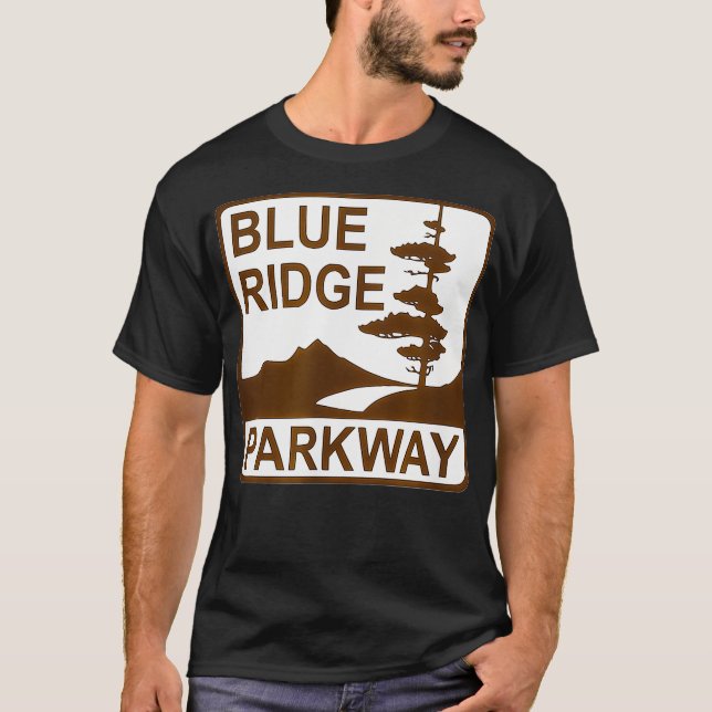 Camiseta Blue Ridge Parkway Road Sign (Frente)