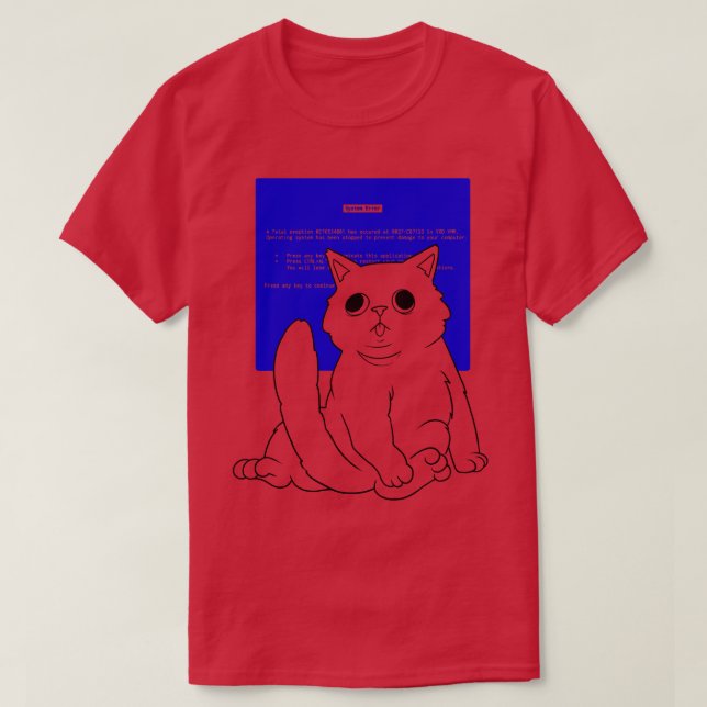 Camiseta Blue Screen Cat por Tobe Fonseca (Frente do Design)