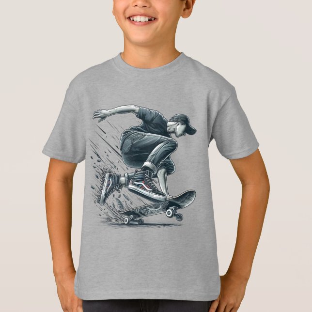 Camiseta Blue Skateboarder Burnt Orange Happy Birday (Frente)
