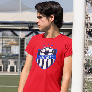Camiseta Blue Soccer Shield Team, nome do jogador e número