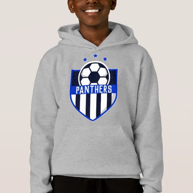 Camiseta Blue Soccer Shield Team, nome do jogador e número (Frente)