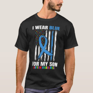 Camiseta Blue Son Autism Sensibilização American Flag Back