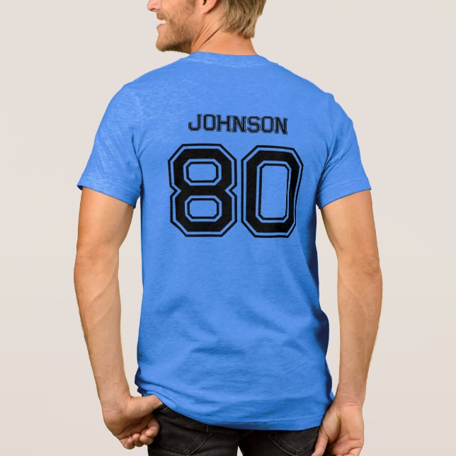 Camiseta Blue Sports Team Personalizado Name, Number, Team  (Verso)