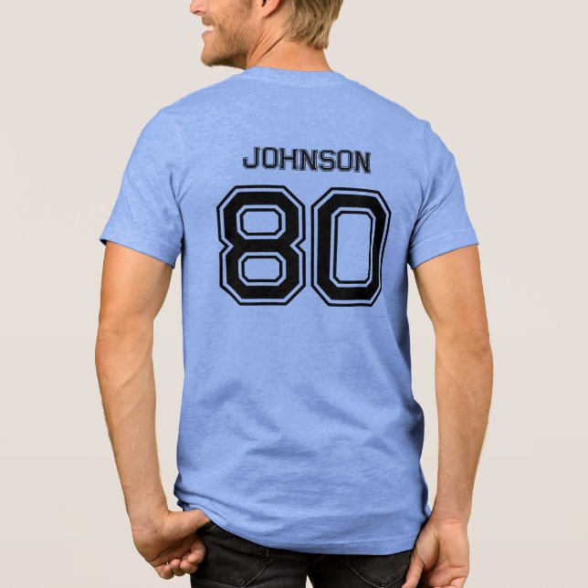 Camiseta Blue Sports Team Personalizado Name, Number, Team  (Verso)
