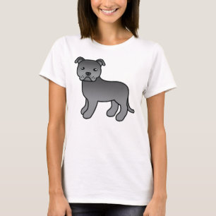 Camiseta Blue Staffordshire Bull Terrier Cartoon Dog