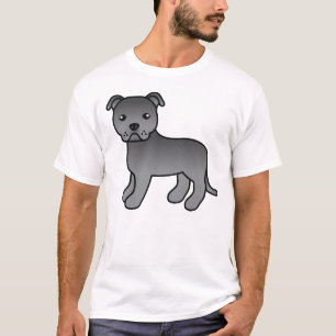 Camiseta Blue Staffordshire Bull Terrier Cartoon Dog