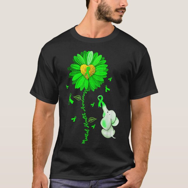 Camiseta Blue Sunflower Elepher Spread Mental Health Aware (Frente)