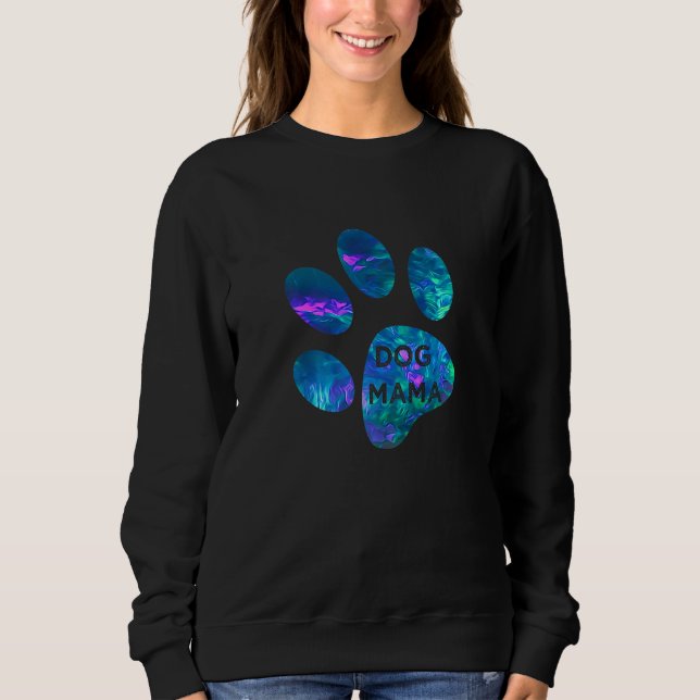Camiseta Blue teal purple Dog mama and paw print dogs mothe (Frente)