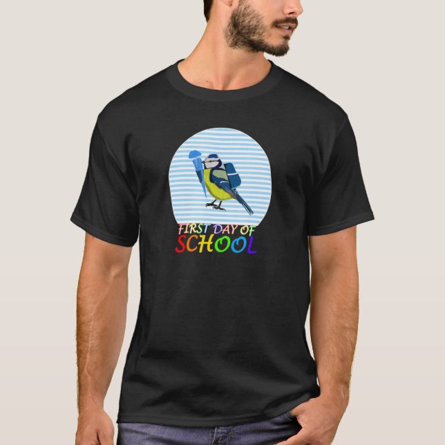 Camiseta Blue Titmouse Bird First Day of School First Grade (Frente)