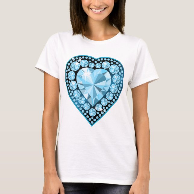 Camiseta Blue Topaz Gem Heart (Frente)