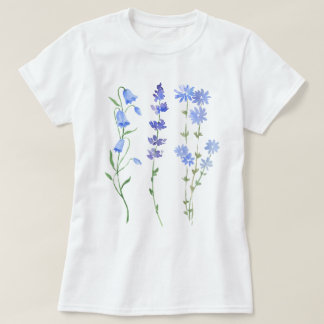 Camiseta Blue Watercolor Flores