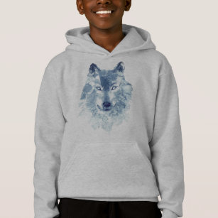Camiseta Blue Watercolor Wolf Hoodie