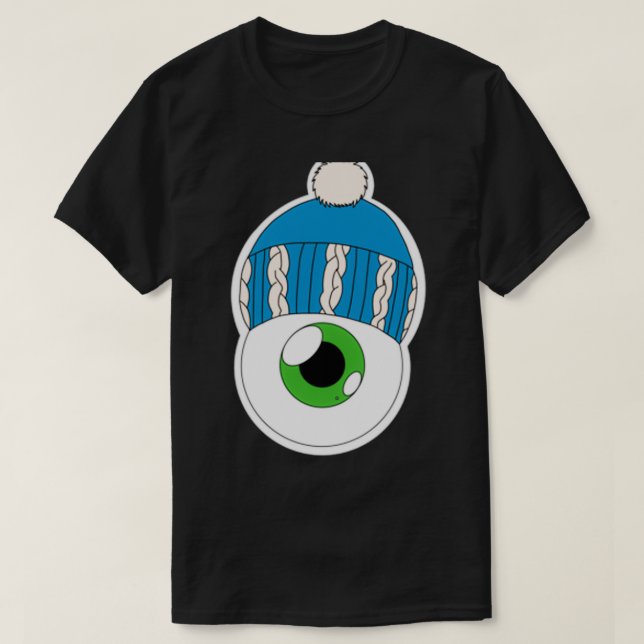 Camiseta Blue Winter Hat Eyeball Green Iris (Frente do Design)