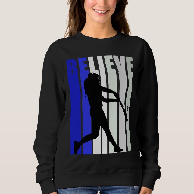 Camiseta Blue Womens Believe Baseball Inspirational Softbal (Frente)
