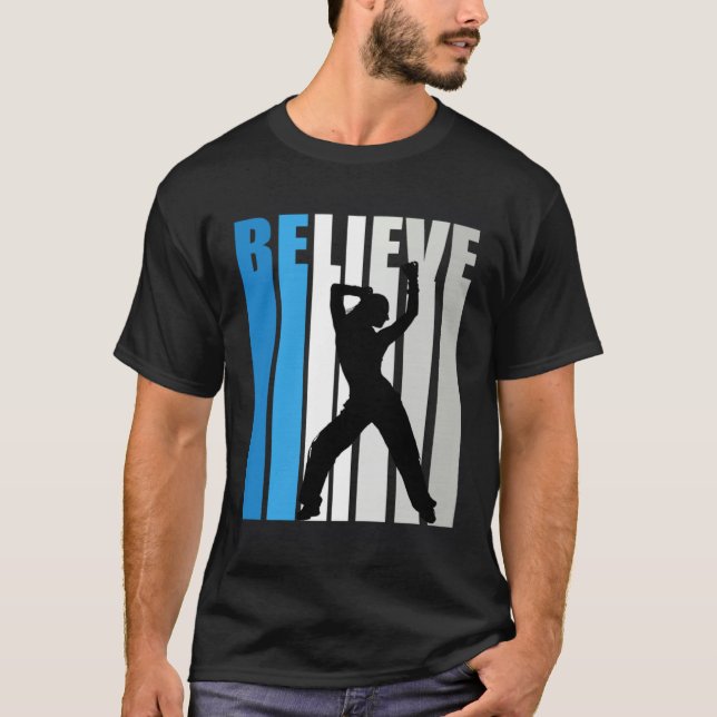Camiseta Blue Womens Believe Dance Motivational Retro Graph (Frente)