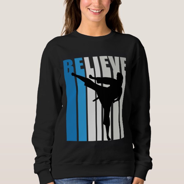 Camiseta Blue Womens Believe Jiu Jitsu Motivational Retro G (Frente)