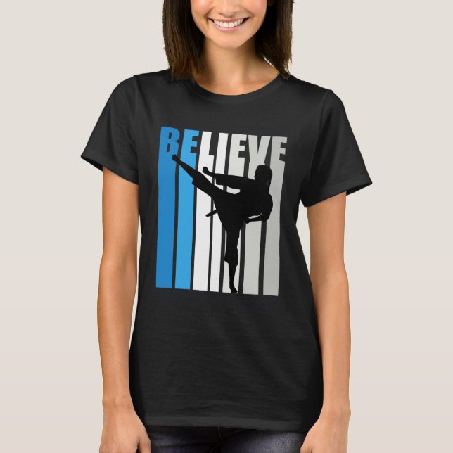 Camiseta Blue Womens Believe Jiu Jitsu Motivational Retro G (Frente)