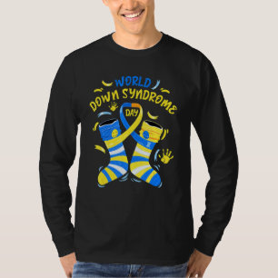 Camiseta Blue Yellow Sock 21 Dia da Consciência Fita Mundo 