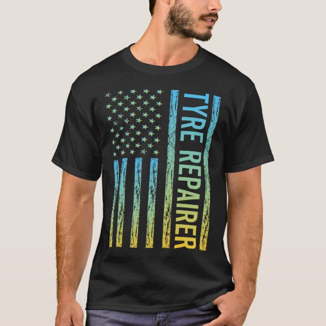 Camiseta Blue Yellow USA Flag - Tire Reparador (Frente)