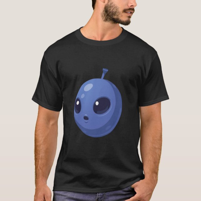 Camiseta Blueberry Alien – Cute Minimal Fruit Design (Frente)
