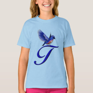 Camiseta Bluebird Elegante Monograma Inicial T 