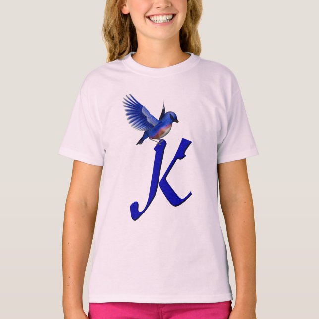 Camiseta Bluebird Monogram Initial K Elegant  (Frente)