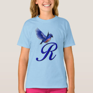 Camiseta Bluebird Monograma Inicial R Elegante 