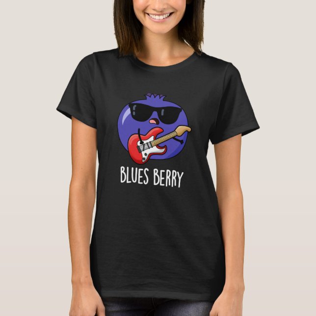 Camiseta Blues Berry Funny Fruta Pun Dark BG (Frente)