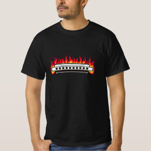 Camiseta Blues do Instrumento de Chama Harmonica