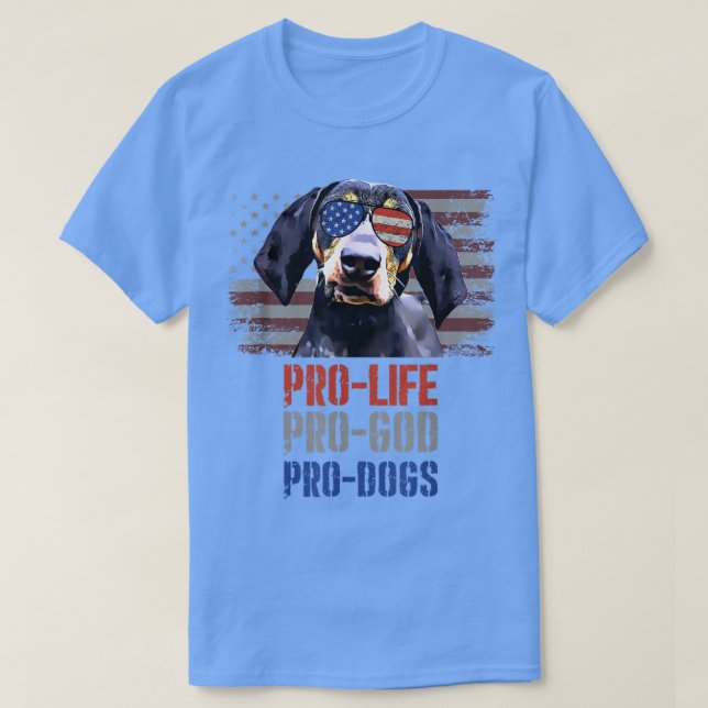 Camiseta Bluetick Coonhound Pro Life Pro Deus Cães Pro (Frente do Design)