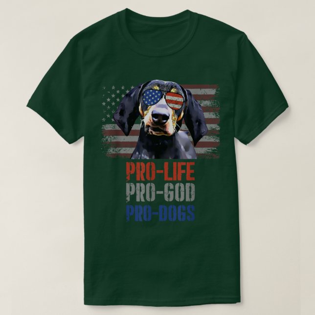 Camiseta Bluetick Coonhound Pro Life Pro God Pro Cães T-Shi (Frente do Design)