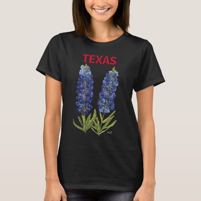 Camiseta Bluetooth Texas Flores selvagens Lupine Watercolor (Frente)