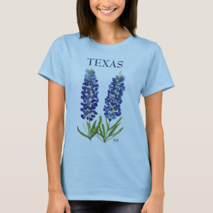 Camiseta Bluetooth Texas Flores selvagens Lupine Watercolor