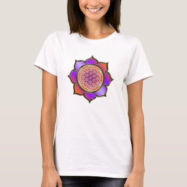 Camiseta Blume des Lebens Lotus - laranja violeta (Frente)