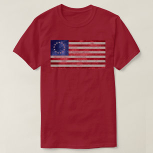 Camiseta blusa betsy rosa com bandeira americana 1776
