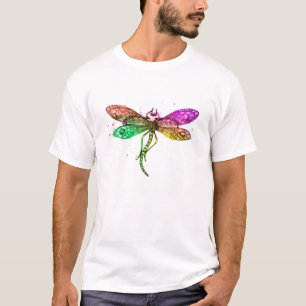 Camiseta Blusa Colorida de Dragão com Grafismo e Decote Can