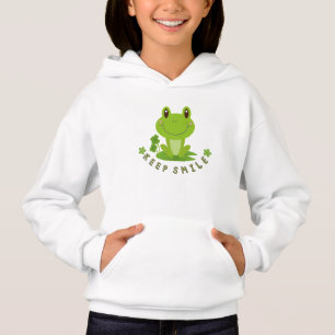 Camiseta Blusa com Capuz Cute Happy Frog Keep Smile para Me
