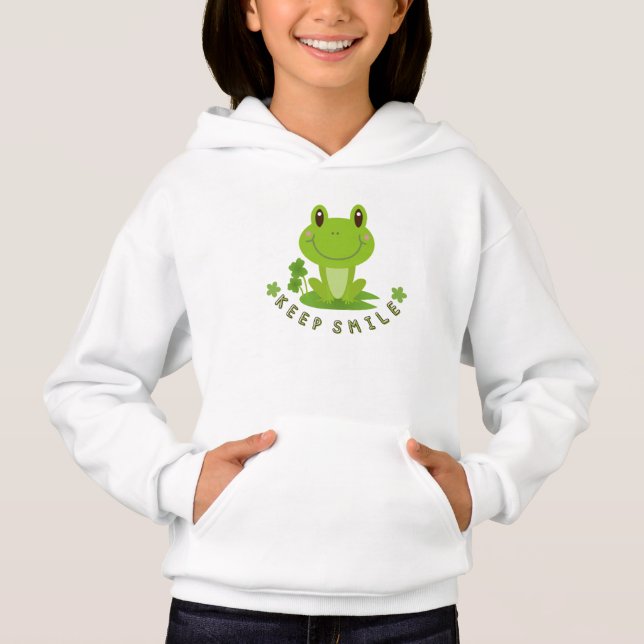 Camiseta Blusa com Capuz Cute Happy Frog Keep Smile para Me (Frente)