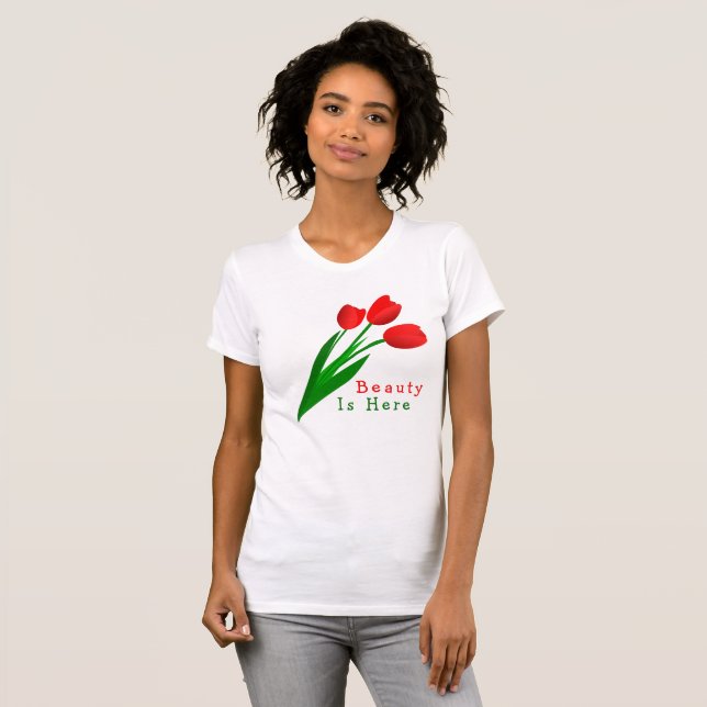 Camiseta Blusa Cropped Charming Tulip Blossom Spring White (Frente Completa)
