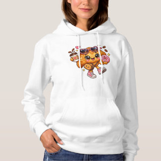 Camiseta Blusa de café feminino Cute Kawaii Croissant Donut