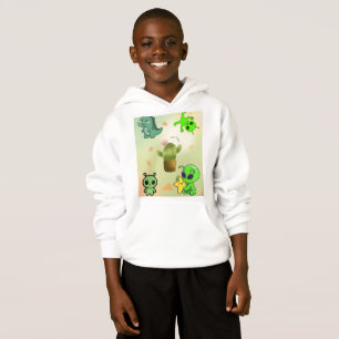 Camiseta blusa de capuz de alienígena fofinho e cactus, Adi