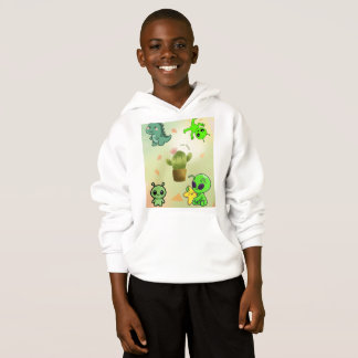 Camiseta blusa de capuz de alienígena fofinho e cactus, Adi