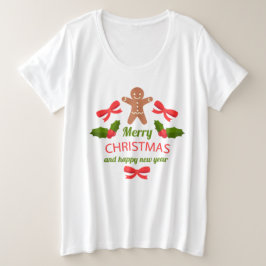 Camiseta Blusa de Natal de Tamanho Grande Cozy Gingerbread