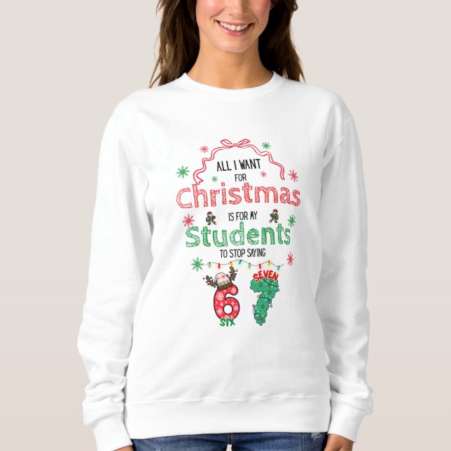 Camiseta Blusa de Natal engraçada para professores de 6-7 a (Frente)