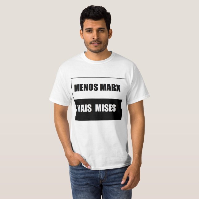 Camiseta Blusa menos marx mais mises (Frente Completa)